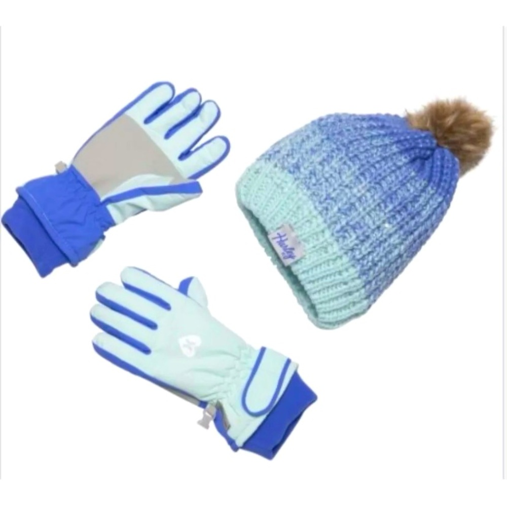 Hurley Beanie and Ski Gloves Set Insulated for Big Girls MINT CANDY L/XL Youth